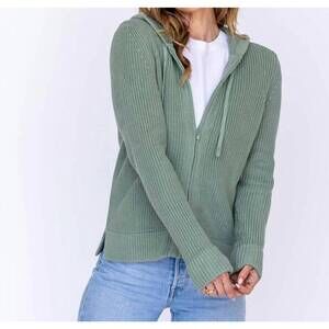 NEW PURA CASHMERE fisherman hoodie sweater in sage